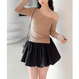 ベージュ | 【Jasmine】アシメチェーンワンショルトップス | aimoha 