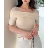 【Jasmine】メッシュ切り替えオフショルTシャツ | aimoha | 詳細画像3