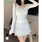 【Jasmine】レースドッキングスリムTシャツ | aimoha  | 詳細画像1 