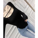 ブラック | ナローストラップ長袖トップス Jasmine Grandiflorum | aimoha