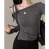 【Jasmine】肩見せシャーリングリボンショートトップス Jasmine Gr… | aimoha  | 詳細画像19 