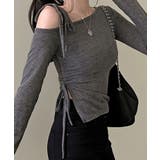 【Jasmine】肩見せシャーリングリボンショートトップス Jasmine Gr… | aimoha  | 詳細画像20 