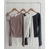 【Jasmine】肩見せシャーリングリボンショートトップス Jasmine Gr… | aimoha  | 詳細画像2 