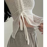 【Jasmine】肩見せシャーリングリボンショートトップス Jasmine Gr… | aimoha  | 詳細画像5 