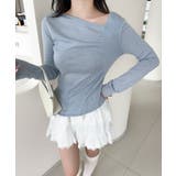 ブルー | アシンメトリーニットプルオーバー Jasmine Grandiflorum | aimoha 