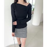 ブラック | アシンメトリーニットプルオーバー Jasmine Grandiflorum | aimoha 