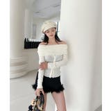 アイボリー | 2WAYフロントボタンデザインニットプルオーバー | aimoha 