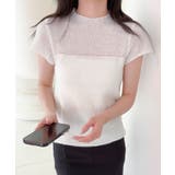 ホワイト | 【Jasmine】透かし編みニット半袖プルオーバー | aimoha