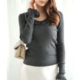 ダークグレー | 【Jasmine】フリルニットトップス Jasmine Grandiflorum… | aimoha 