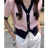 ハーフスリーブバイカラーカーディガン Jasmine Grandiflorum | aimoha | 詳細画像8