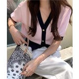 ハーフスリーブバイカラーカーディガン Jasmine Grandiflorum | aimoha | 詳細画像11