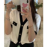 ハーフスリーブバイカラーカーディガン Jasmine Grandiflorum | aimoha | 詳細画像13