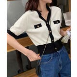 ハーフスリーブバイカラーカーディガン Jasmine Grandiflorum | aimoha | 詳細画像14