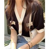 ハーフスリーブバイカラーカーディガン Jasmine Grandiflorum | aimoha | 詳細画像15