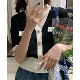 ハーフスリーブバイカラーカーディガン Jasmine Grandiflorum | aimoha | 詳細画像16