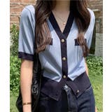 ハーフスリーブバイカラーカーディガン Jasmine Grandiflorum | aimoha | 詳細画像5