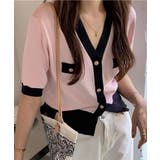 ハーフスリーブバイカラーカーディガン Jasmine Grandiflorum | aimoha | 詳細画像7