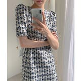 ネイビー | 【Jasmine】ツイードフレアミニワンピース Jasmine Grandifl… | aimoha 