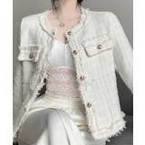 ホワイト | 【Jasmine】ツイード風ノーカラーシャケット Jasmine Grandif… | aimoha 