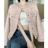 ピンク | 【Jasmine】ツイード風ノーカラーシャケット Jasmine Grandif… | aimoha 