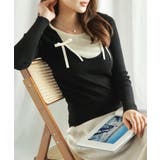 ブラック | リボンニットトップス Jasmine Grandiflorum | aimoha