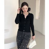 ブラック | 【Jasmine】シャツ風リブカーディガン | aimoha