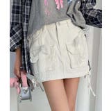 ホワイト | フロントポケットデニムミニスカート Jasmine Grandiflorum | aimoha