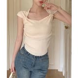 ベージュ | ハートカラーパール半袖Tシャツ Jasmine Grandiflorum | aimoha