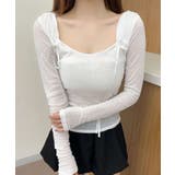 ホワイト | 【Jasmine】リボンスリムTシャツ | aimoha 