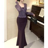 パープル | 【Jasmine】シアーレーストップス＋スウェットキャミワンピース Jasmin… | aimoha 