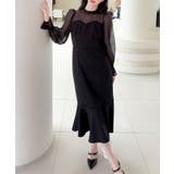 ブラック | 【Jasmine】キャンディースリーブマーメイドコンビワンピース | aimoha 