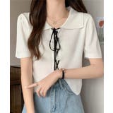 ホワイト | レースアップショート丈半袖トップス Jasmine Grandiflorum | aimoha