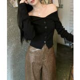 ブラック | 3WAYケープカラーデザインニットカーディガン Jasmine | aimoha