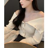 オフホワイト | 3WAYケープカラーデザインニットカーディガン Jasmine | aimoha
