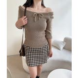 ベージュ | 2WAYフロントリボンニットプルオーバー | aimoha 