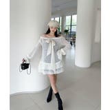 オフショルフロントリボンニットワンピース | aimoha  | 詳細画像5 