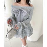 オフショルフロントリボンニットワンピース | aimoha  | 詳細画像10 