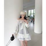 オフショルフロントリボンニットワンピース | aimoha  | 詳細画像4 