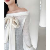 オフショルフロントリボンニットワンピース | aimoha  | 詳細画像8 