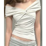 ホワイト | 【Jasmine】オフショルクロスデザイン半袖Ｔシャツ Jasmine Gran… | aimoha 
