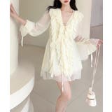 アイボリー | 【Jasmine】ダブルラッフルシフォンチュニック | aimoha 