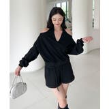 【Jasmine】肩見せスウェット+ウェットショートパンツ | aimoha  | 詳細画像13 