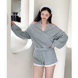 グレー | 【Jasmine】肩見せスウェット+ウェットショートパンツ | aimoha 