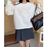 オフホワイト | 【Jasmine】パールリボンスウェットプルオーバー Jasmine Grand… | aimoha 