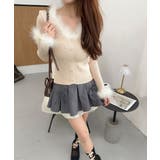 ホワイト | ファー付ニットプルオーバー Jasmine Grandiflorum | aimoha