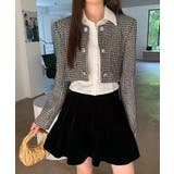 ブラック | 【Jasmine】千鳥柄ノンカラージャケット＋グロップドシャツベスト | aimoha 