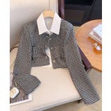 【Jasmine】千鳥柄ノンカラージャケット＋グロップドシャツベスト | aimoha  | 詳細画像5 