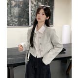 【Jasmine】千鳥柄ノンカラージャケット＋グロップドシャツベスト | aimoha  | 詳細画像12 