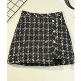 ブラック | ツイード風ミニタイトスカート Jasmine Grandiflorum | aimoha 