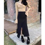 ブラック | 【Jasmine】フロントスリットマーメイドロングスカート Jasmine Gr… | aimoha